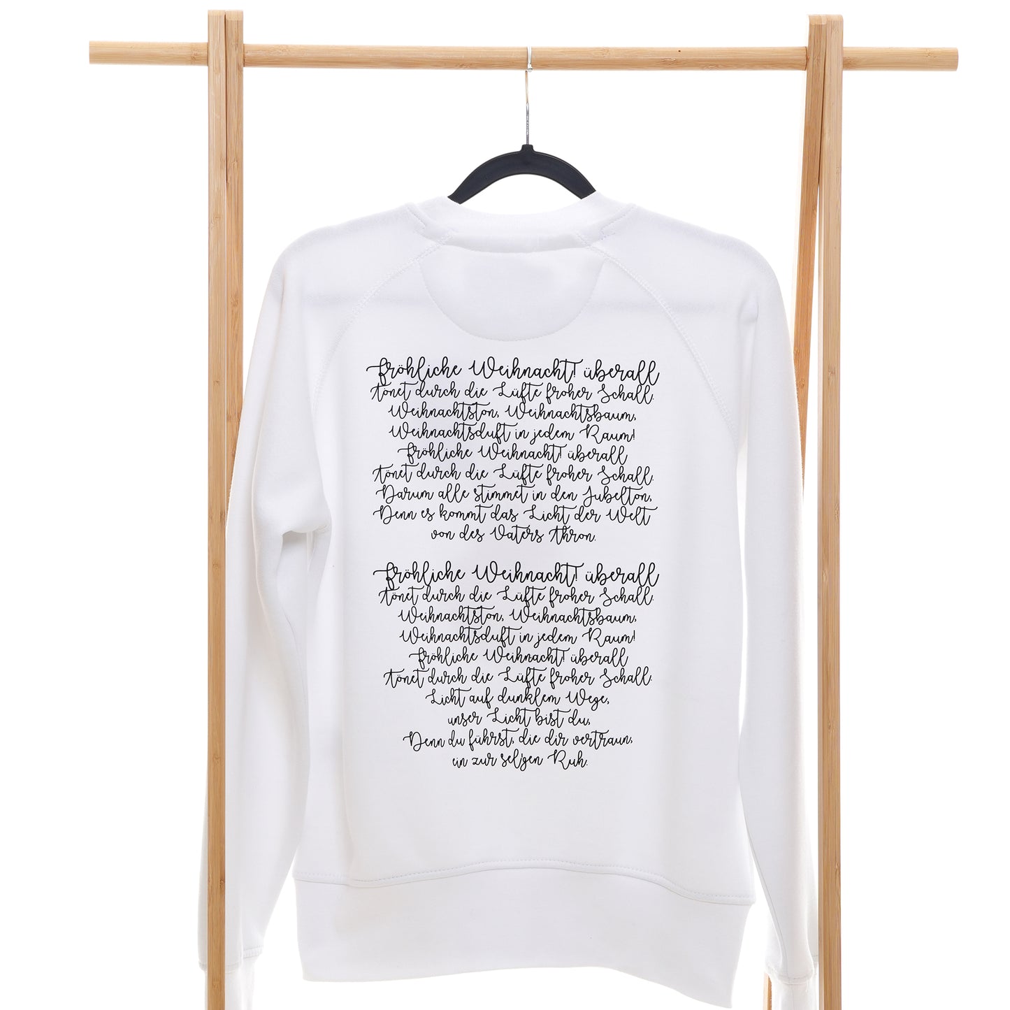 Weihnachtspulli mit Schneemann + Text Fröhliche Weihnacht überall Backprint