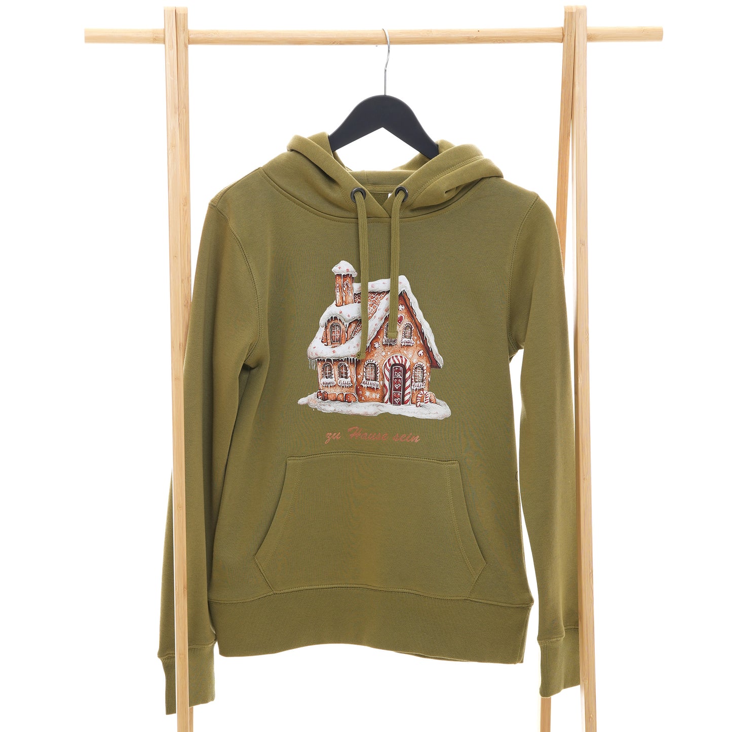 Weihnachtshoodie Lebkuchenhaus + Backprint In der Weihnachtsbäckerei
