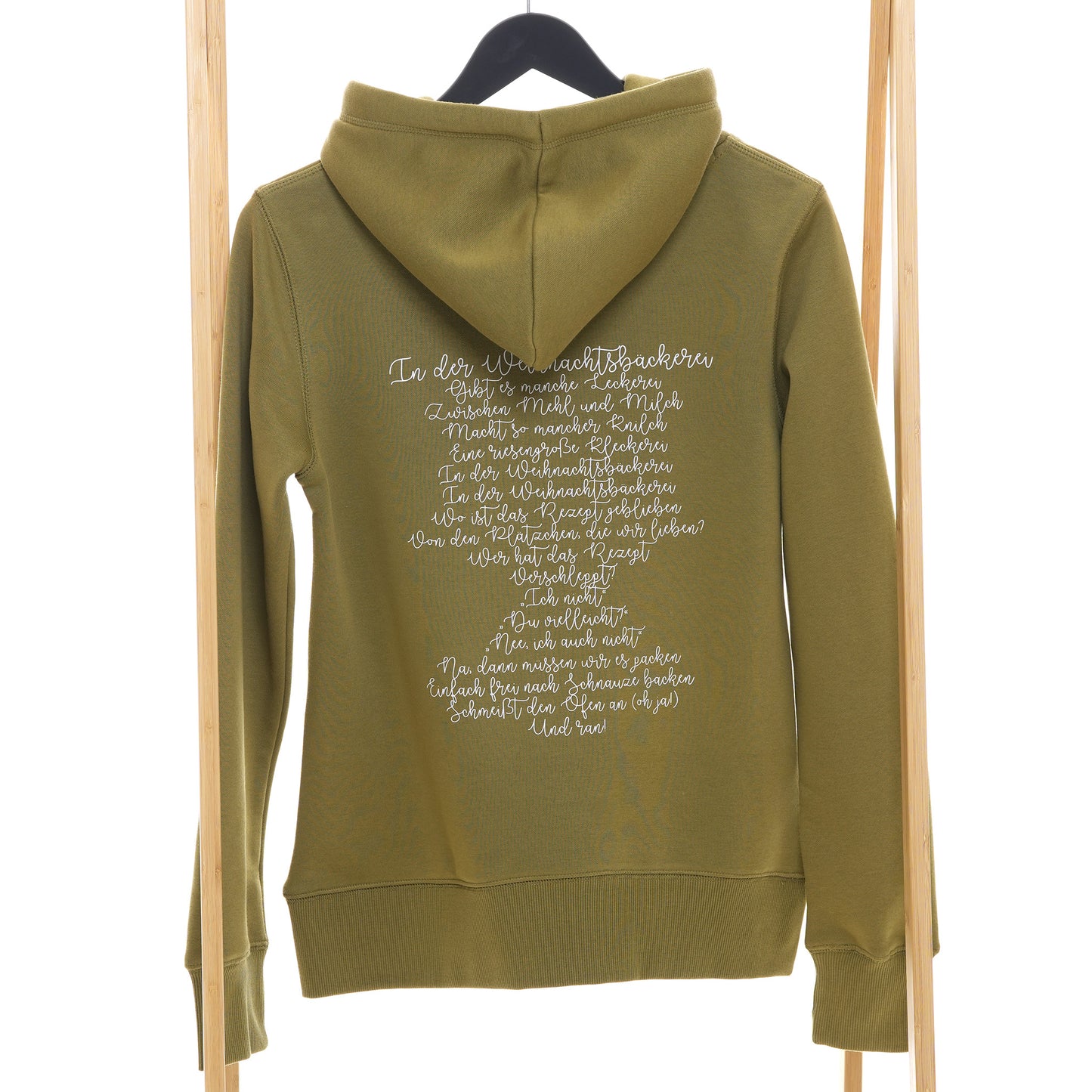 Weihnachtshoodie Lebkuchenhaus + Backprint In der Weihnachtsbäckerei