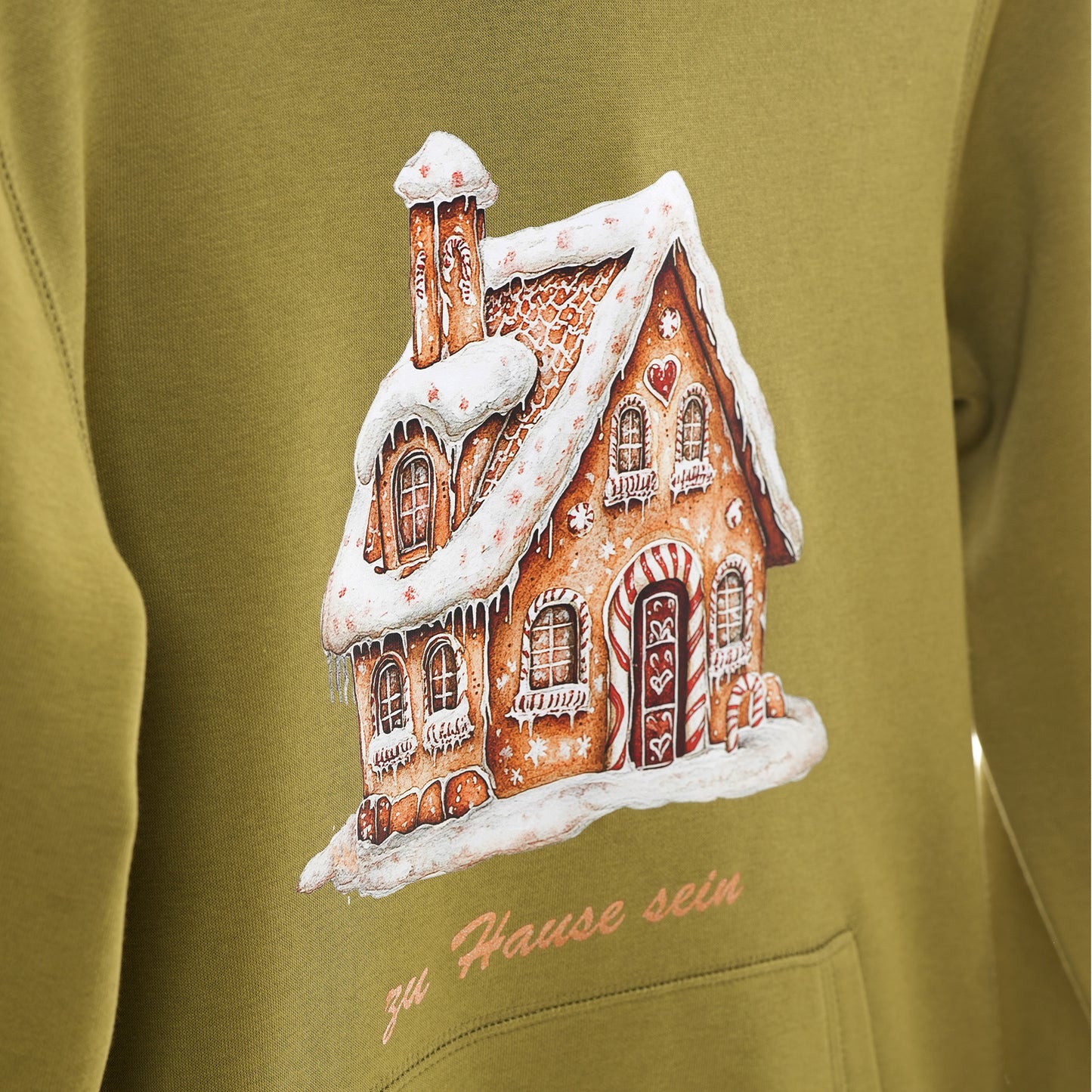 Weihnachtshoodie Lebkuchenhaus + Backprint In der Weihnachtsbäckerei