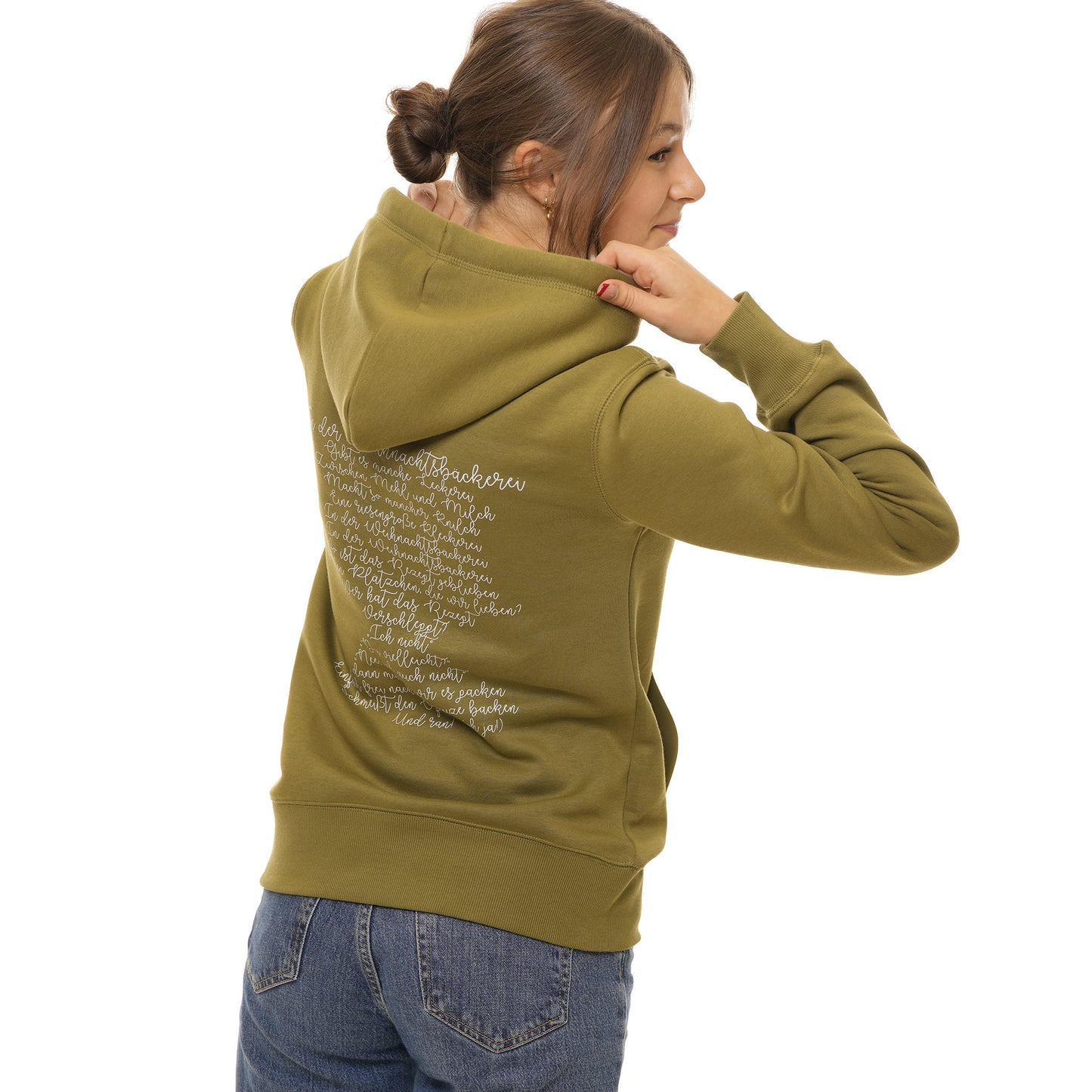 Weihnachtshoodie Lebkuchenhaus + Backprint In der Weihnachtsbäckerei